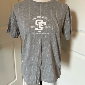 San Francisco athletic department championship grey and white striped tshirt